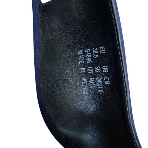 Stuart Weitzman Jean Blue Suede Slingback Cork Wedge Heel Sandal Size 8 - Picture 14 of 14